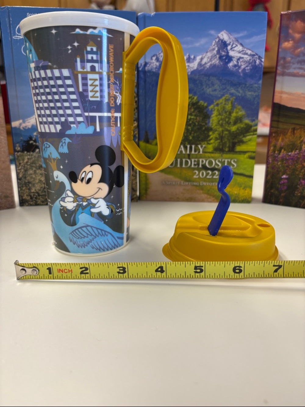 Disney Mickey Mouse Travel Cup with Yellow Handle and Blue Graphics